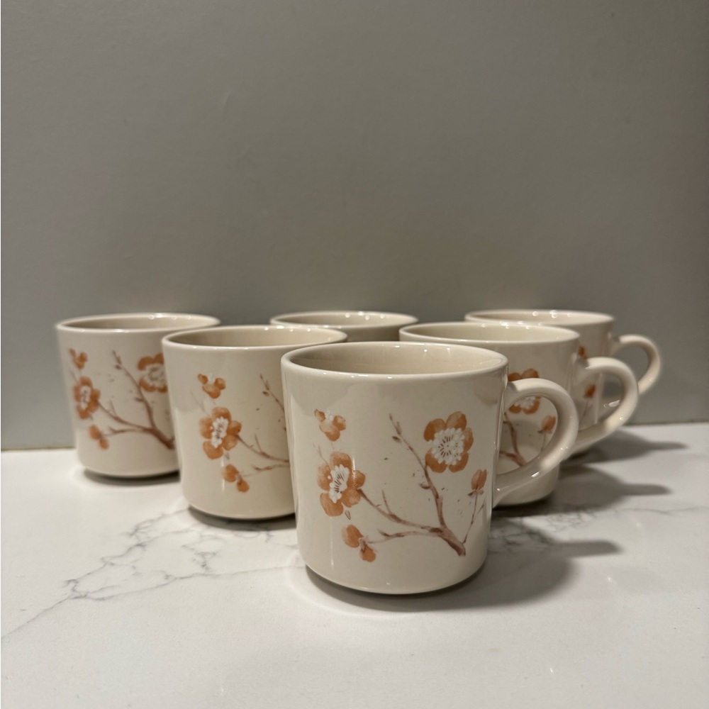 vintage Corning Corelle China Blossom coffee cup set of six